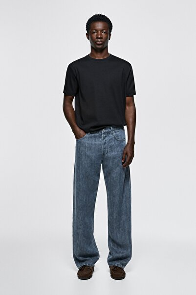 Massimo Dutti %100 Keten Wide Fit Jean