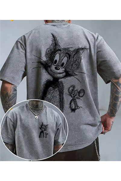 Toum Tom and Jerry Printed Unisex Washable Vintage Oversize T-Shirt