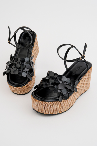 Madam Tarz Rose-18125 Straw Sole Sequin Sandals