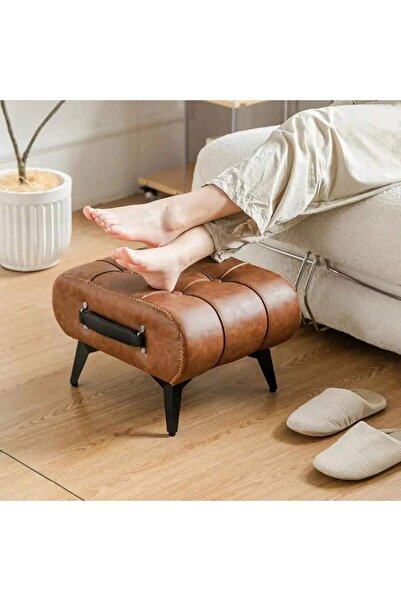 Snooe Leather Foot Stool Ottoman,Ottoman Footrest, Rectangle Foot Stool, for ...