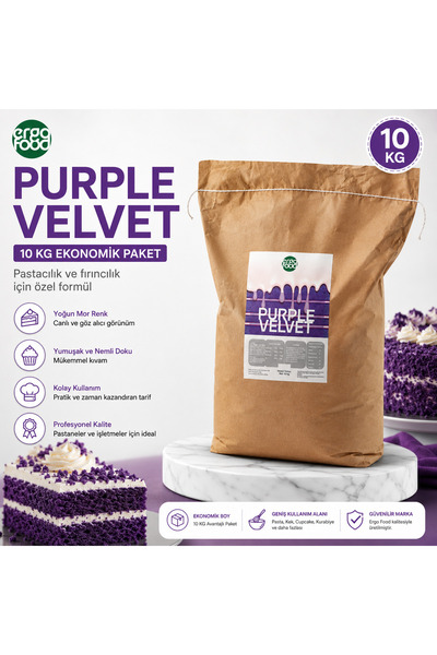 ergo food Mor Velvet Kek Karışımı 10 Kg | Purple Velvet Toz Kek Karışımı | Pr...