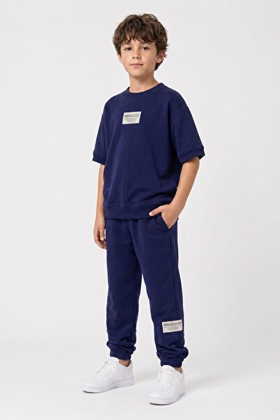 Perendi Boys' Basic T-Shirt and Sweatpants Set