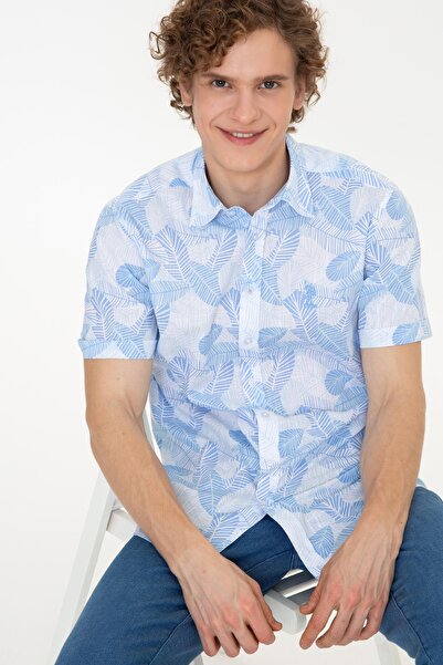 U.S. Polo Assn. Men's Light Blue Short Sleeve Shirt