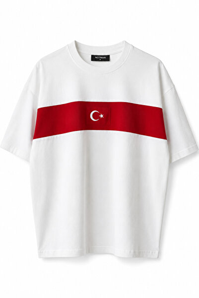 no7man Turkey White Red Cotton Tshirt