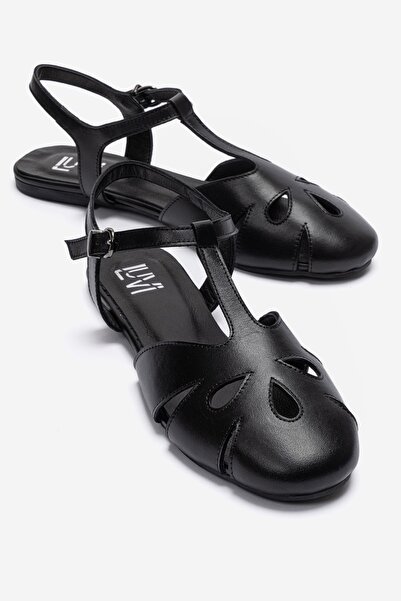LuviShoes НАТАЛИ Дамски сандали от естествена кожа, черен цвят