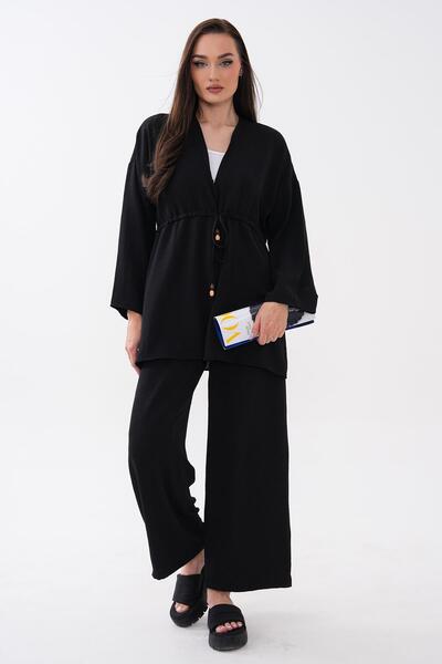 ŞİMAL Women's Tie-Down Blouse and Trousers Ayrobin Set 260528
