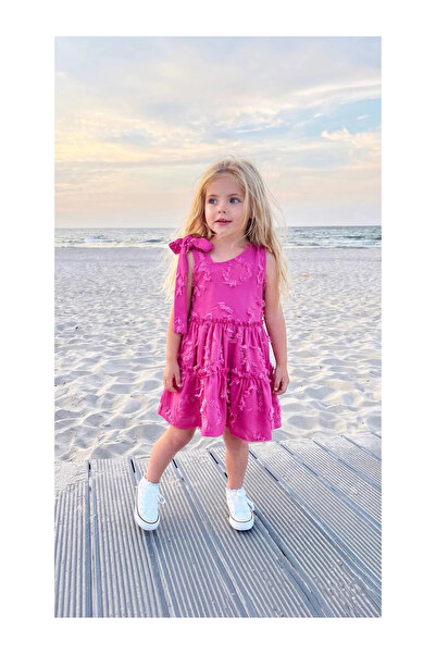 kidstalya Fuchsia Shoulder Strap Girls' Dress