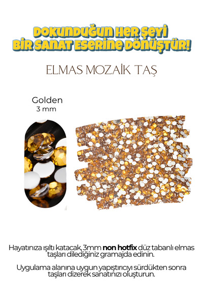 Brextco Store 1000 Adet Elmas Mozaik Taş | 3mm Non-Hotfix Düz Tabanlı Süsleme...