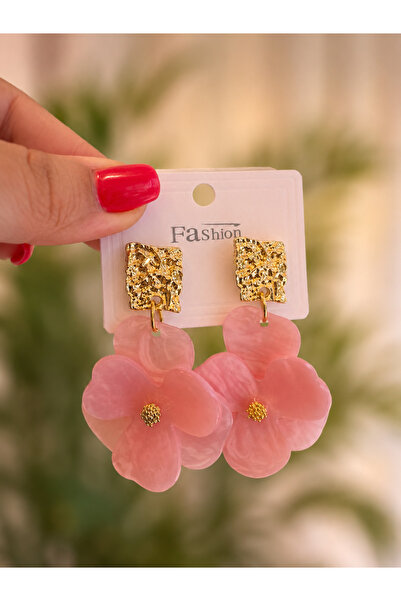 shinora.jewelry Pembe Çiçek Küpe