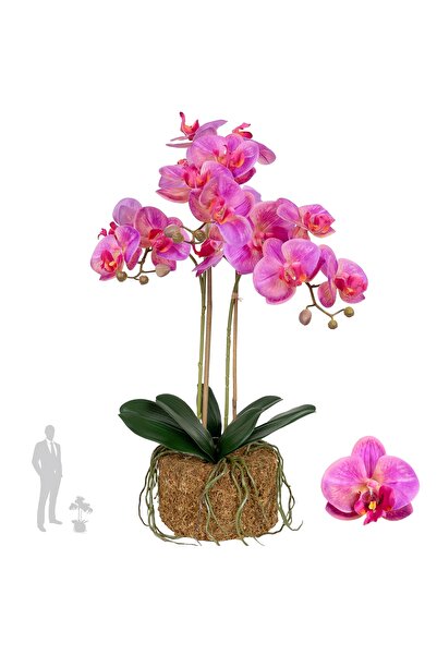 Roberto Rossi Orhidee artificiala roz cu aspect H56 cm cu 2 tulpini