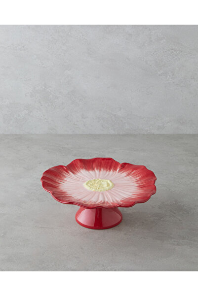 English Home Flowerella Dolomite Kek Standı 26 cm Kırmızı-Pembe