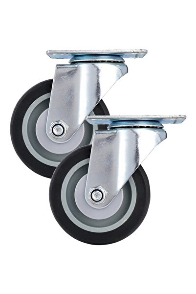 Lawazim BMB 2-Piece 125mm TPR Swivel Caster Wheels for Furniture with Plate, ...