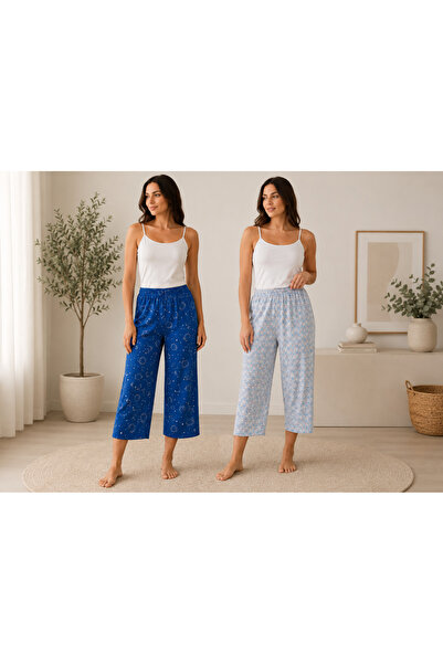 Serena Set 2 pantaloni pijama damă 3/4 ,culoare -multicolor