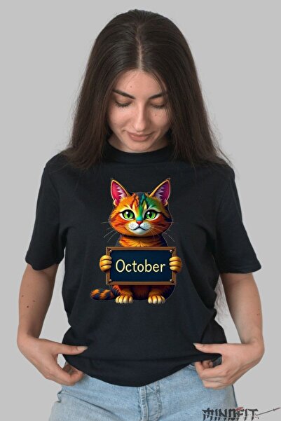 GILDAN Tricou Cu Pisica Multicolora October