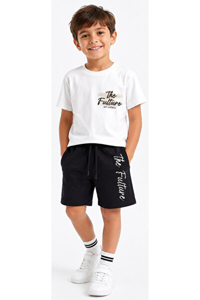 İrem Çocuk Giyim Boy's the Future Written Front and Back Patterned T-Shirt wi...