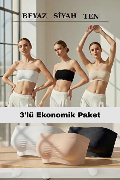 Shiron Sportswear&Company Göğüs Toparlayıcı Straplez Pedli Korse Sütyen 3'lü ...