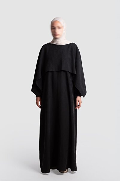 Emare Flounced Crew Neck Dress Black