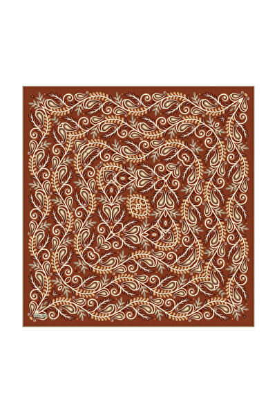 Bursa İpek Cinnamon Spike Pattern Twill Silk Scarf