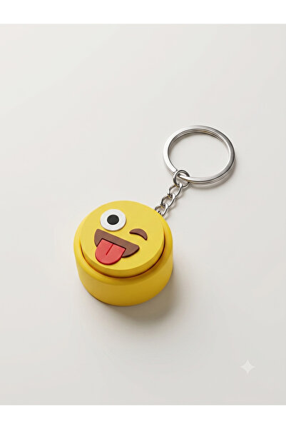 HibraPrint Clicker Smiley Face Keychain Pushable Cute Gift Accessory Blue Switch