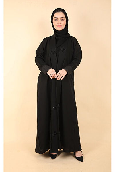 Stylish Fashion عباية من ستايلش فاشن لف باللون الأسود بجيوب مخفية وشك ناعم