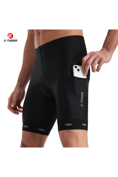 Choice4 Europe-L black X-TIGER Men Cycling Shorts with Back Pocket Gel Padded...