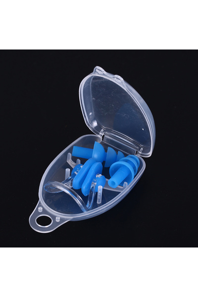 Choice1 Blue 1 Set Nose Clip Ear Plugs Waterproof Soft Silicone Swimming Spor...
