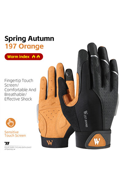 choice2 قفازات ركوب الدراجات XL Orange WEST BIKING قابلة للتنفس بأصابع كاملة،...