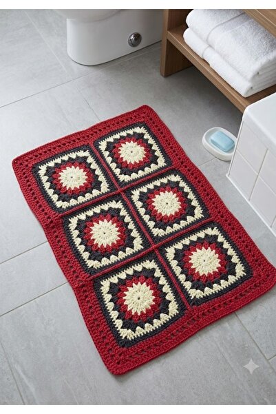 SEYDA BEDİR Cotton Macrame Natural Door Front Bathroom Mat. Motif Bohemian St...