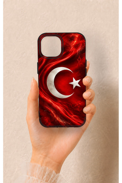 Vip Case iPhone 15 Uyumlu Türk Bayrağı Desenli Silikon Kılıf