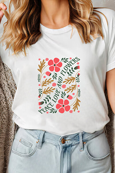 Sarah's Boutique Women's T-shirt – 100% cotton – Peace Flowers