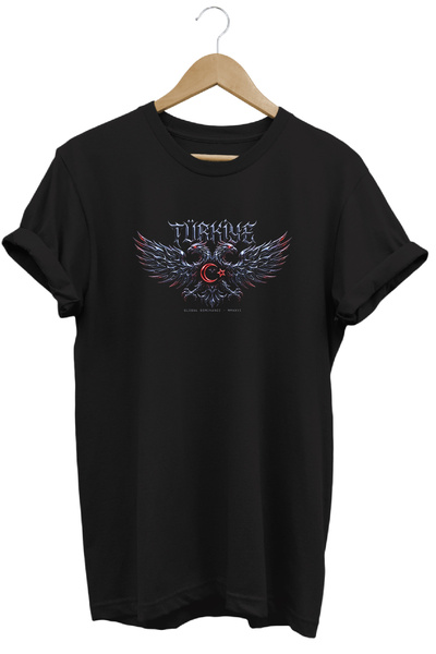 remonz Gothic Design Turkey Double Headed Eagle Printed Street Fashion T-Shirt