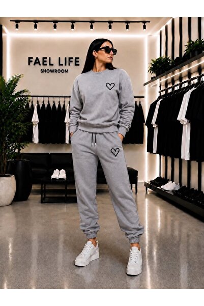 FAEL LİFE SET UNISEX CU GULER ROTUND ȘI PANTALONI DE TRENING CU IMPRIMARE MIN...