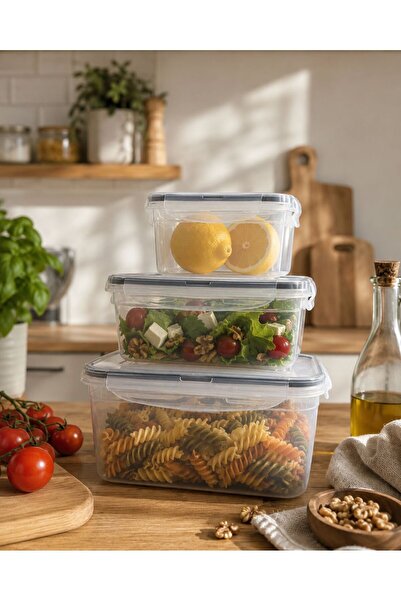 Nestora Kitchen مجموعة من 3 حاويات تخزين مستطيلة عميقة (0.7 لتر + 1.3 لتر + 2...