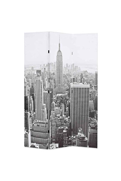 vidaxl Paravan cameră pliabil, 120x170 cm, New York pe zi, alb/negru
