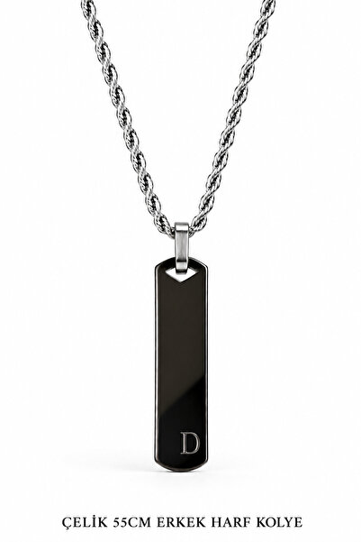 Jack Ferrero Letter D Steel Men's Necklace / 55 cm
