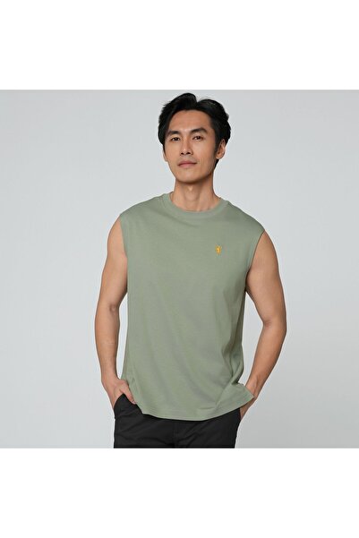 Giordano سترة رجالية بدون أكمام من القطن المرسيريزد العادي