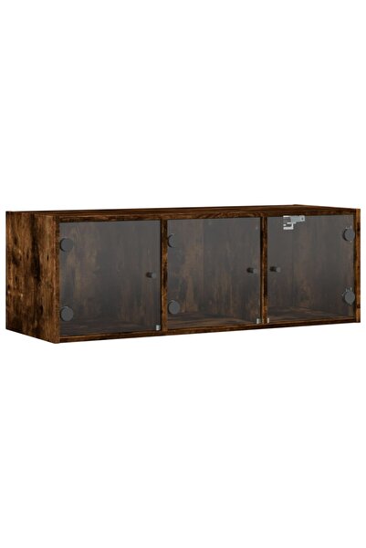 vidaxl Dulap de perete cu uși din sticlă, stejar fumuriu,102x37x35 cm