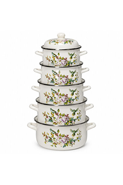 laverahome 5Pcs Rose Embossed Pots and Pans Cookware Set |