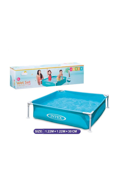 Intex مسبح أطفال مربع بإطار معدني من إنتيكس – حوض سباحة منزلي سهل التركيب – م...