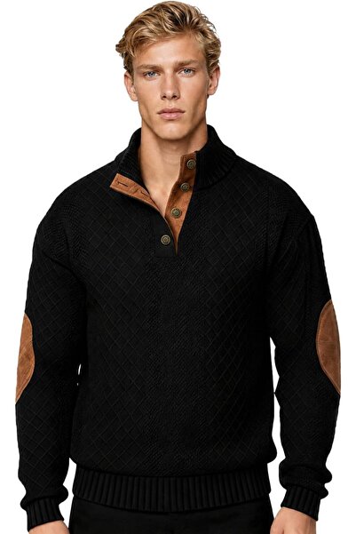 casme Men's Casual Pullover Sweaters Stand Collar Knit Long Sleeve Top Quarte...