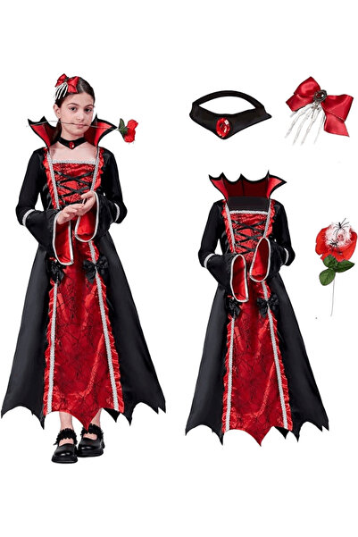 ZUCOS Costum de Vampir Elegant pentru Fetițe, Pentru Halloween, Carnaval și A...