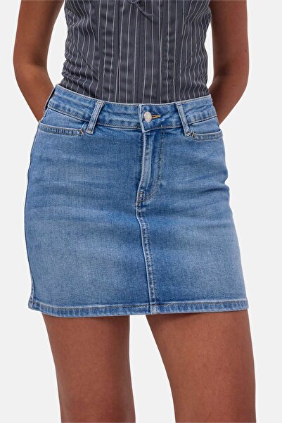 it's basic Ženska plava mini suknja od ravnog rastegljivog denim materijala 2...