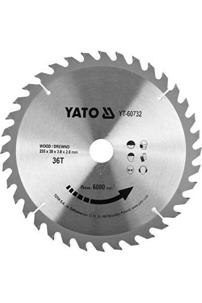 yato YT-60732 Circular Saw Blade for Wood, 255 x 36T x 30 mm