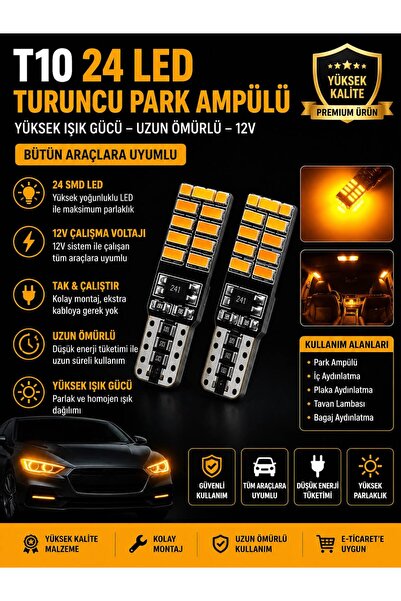 KUZEY AKSESUAR T10 24 Led Turuncu Canbus lı Ultra Yüksek Işık Turuncu