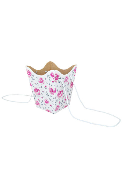 Papette Set 50 buc Pungă carton ALB pentru flori Model Floral Rose Petal mâne...
