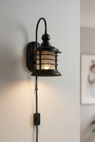 Bamyum Nostalgia Black Plug-In Sconce Wall Lamp Modern Hotel Cafe Vintage Liv...