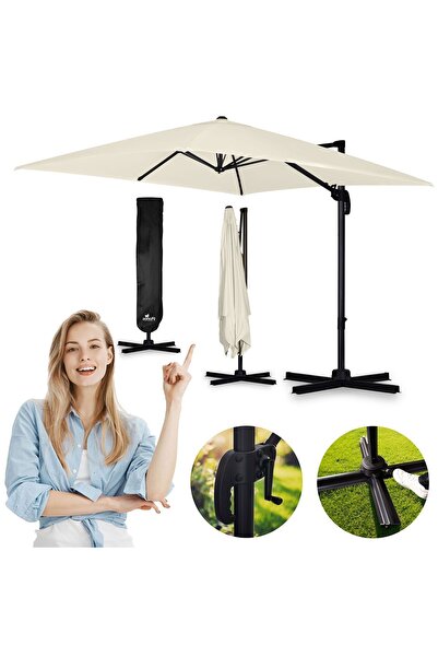 Plonos Umbrelă de grădină pliabilă, 8 segmente, 420 cm, cu husă, PL-883