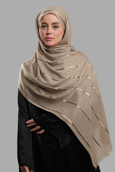 HÜRREM BONE شال مخطط باللون البيج من الفيسكون بورسا دولاما 202110_12