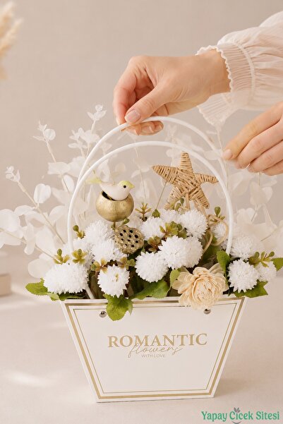 Yapay Çiçek Sitesi Artificial Flower Romantic Bag Arrangement Model 41