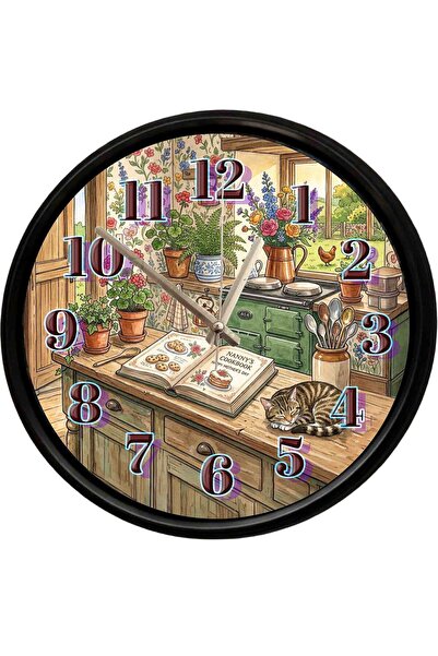 Caseras Vintage Country House Kitchen and Sleeping Cat Decorative Wall Clock ...